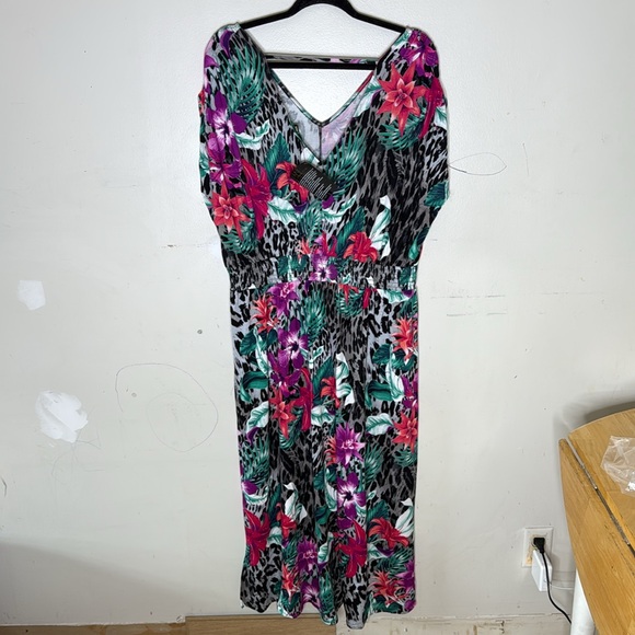Iman Floral Multicolored Sleeveless Rayon Blend Maxi Dress Size XLP NEW! - Picture 6 of 6